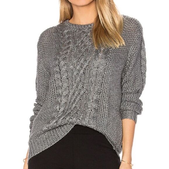 Tularosa x REVOLVE Sweater Womens Angie Cable Knit XSmall Grey Wool‎ Blend - Picture 2 of 7